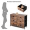 Rustic Brown MDF 6 Drawer Dresser with Metal Frame and Fabric Storage